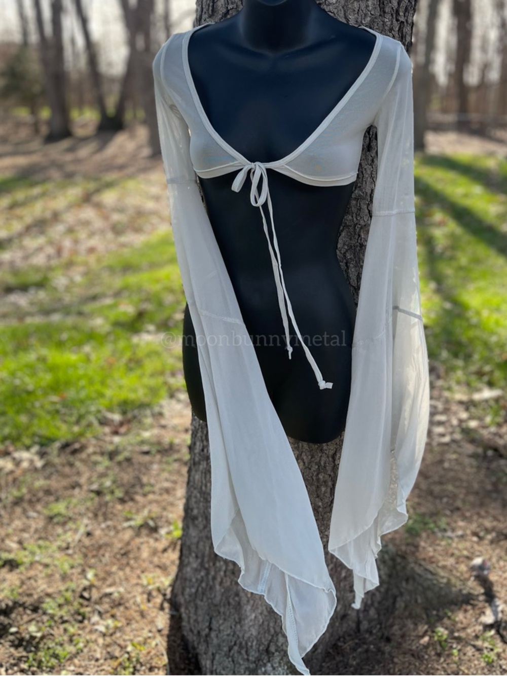 NEW Darker Wavs Mesh Bell Sleeve Shrug Top Crop Cardigan Fairy Dolls Kill XXS